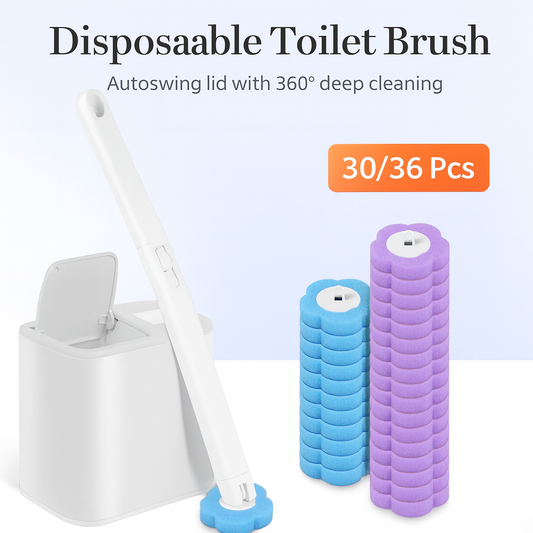 30/36 Pcs Toilet Brush Disposable Replacement Head Cleaning Kit  Long Handle Wall-mounted Wc Cleaning Tool Kit Wc Accessories image 1